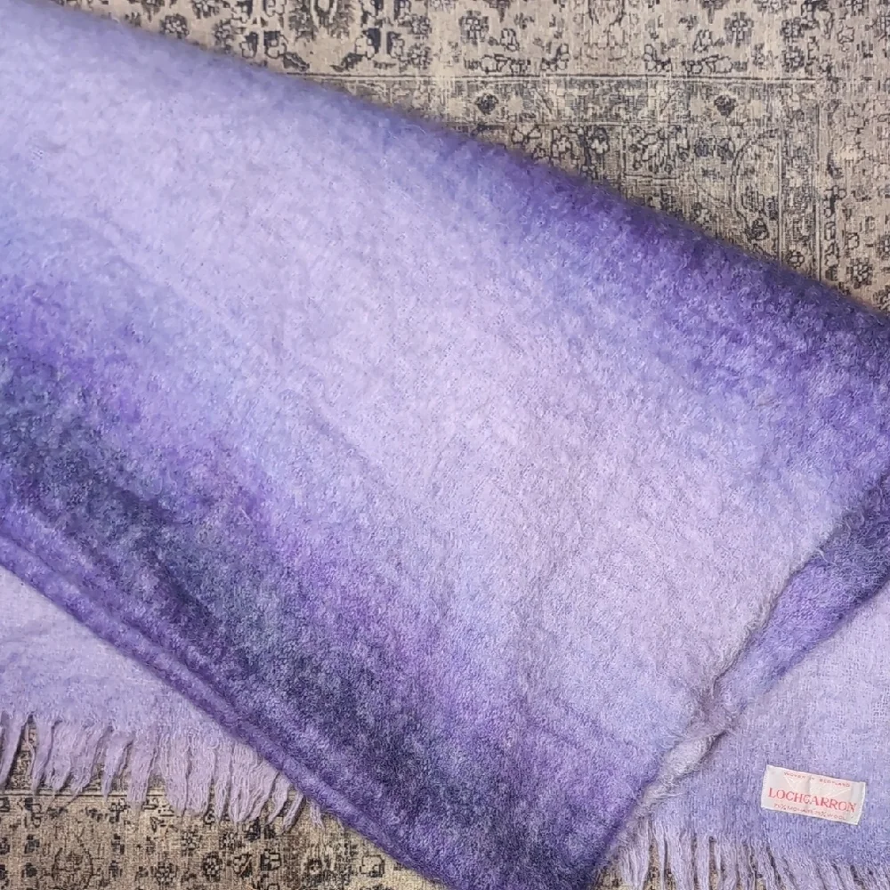 Silky Mohair & Wool Lochcarron Of Scottland Purple Gradient Throw Blanket